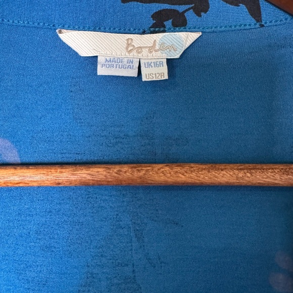 BODEN Leda Jersey Wrap Dress Blue/Teal Baltic Pop Floral Midi Size 12 R - Picture 13 of 15